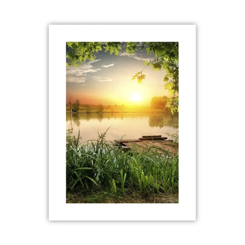 Poster - Landscape in a Green Frame - 30x40 cm