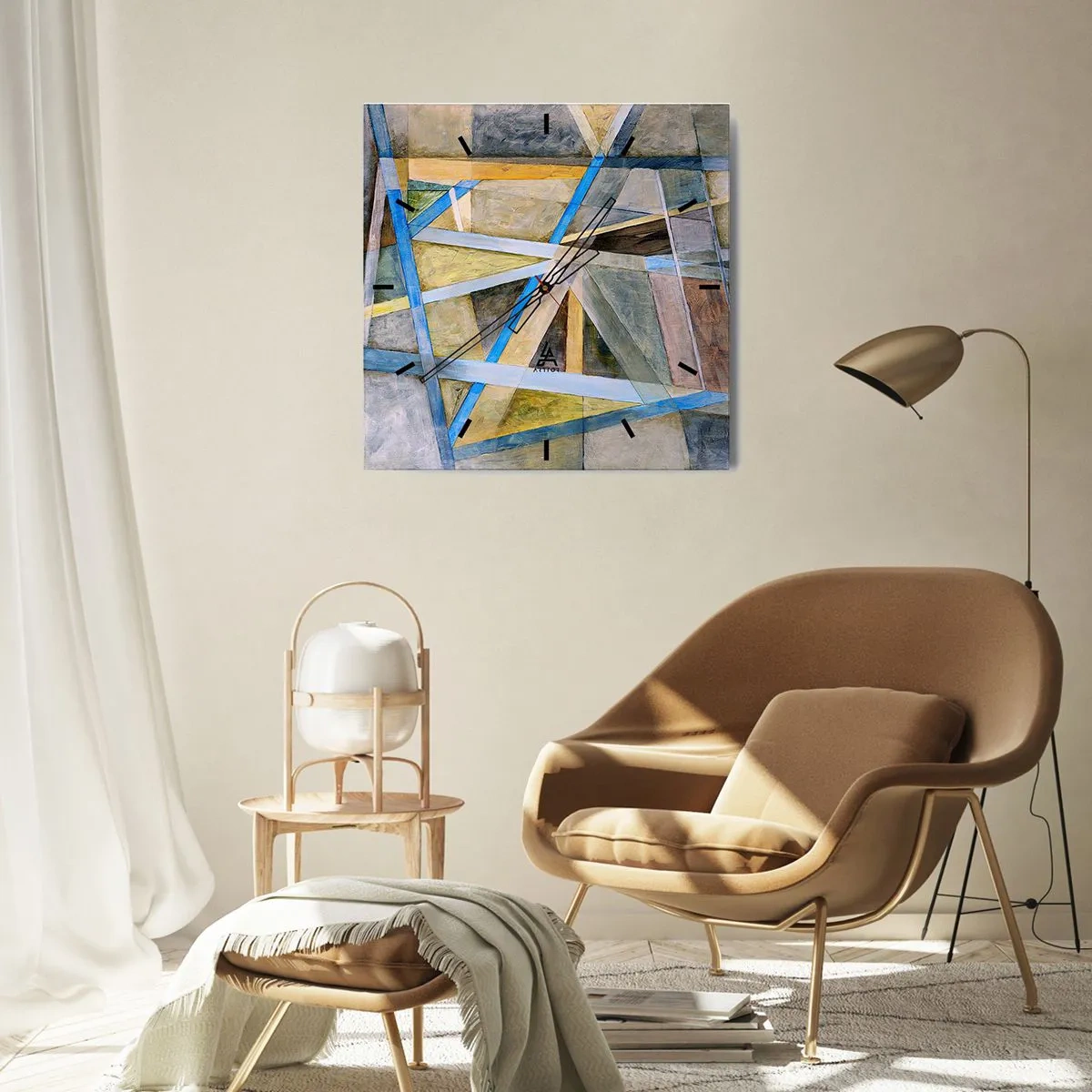 Wall clock - Clock on glass - Straight Or Slanted? - 30x30 cm