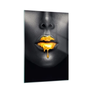 Glass picture - Golden Lips - 70x100 cm
