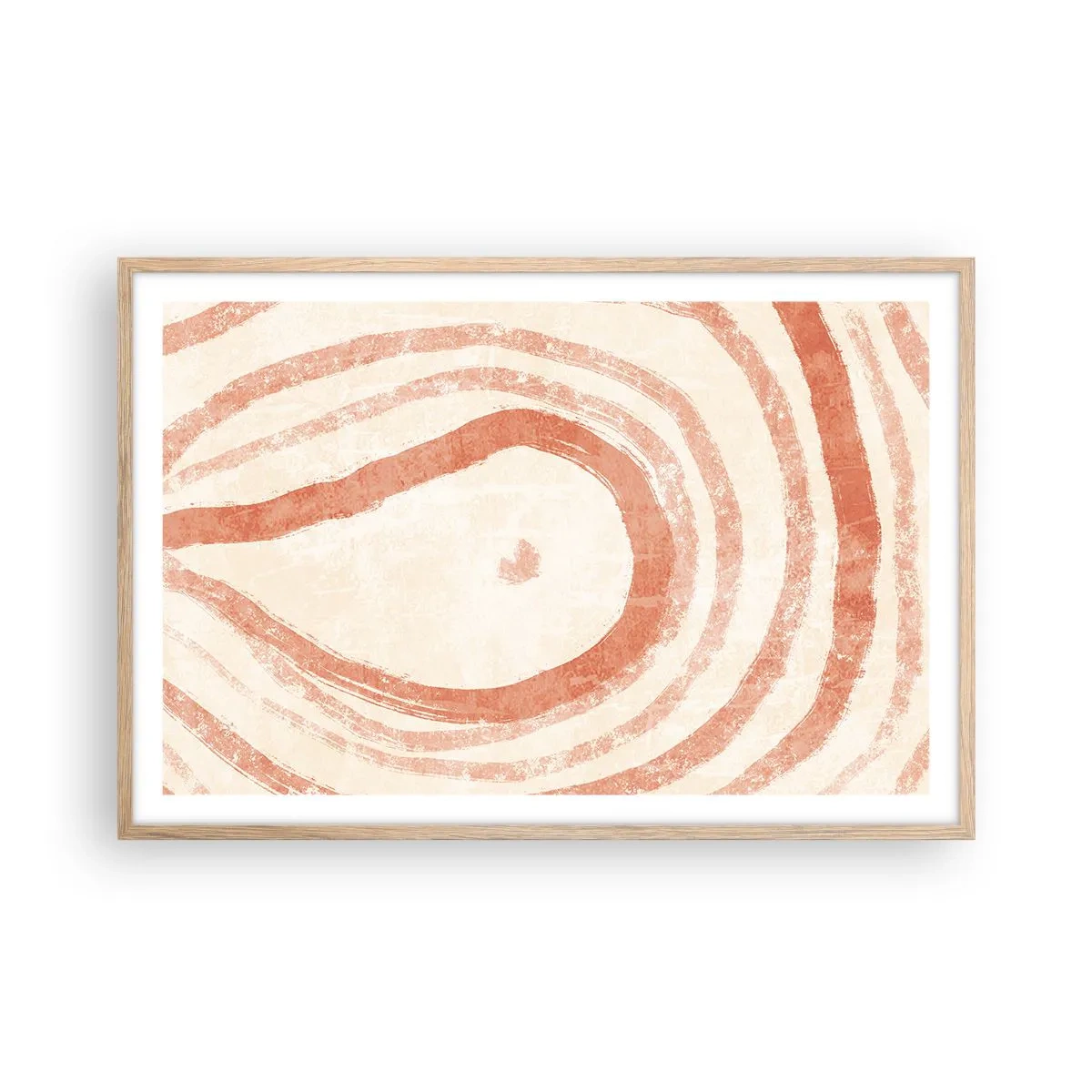 Poster in light oak frame - Coral Circles - Composition - 91x61 cm