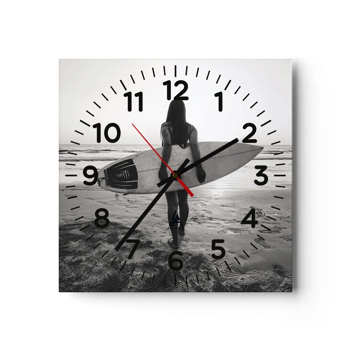 Wall clock - Clock on glass - Daughter of Sea Wave - 40x40 cm