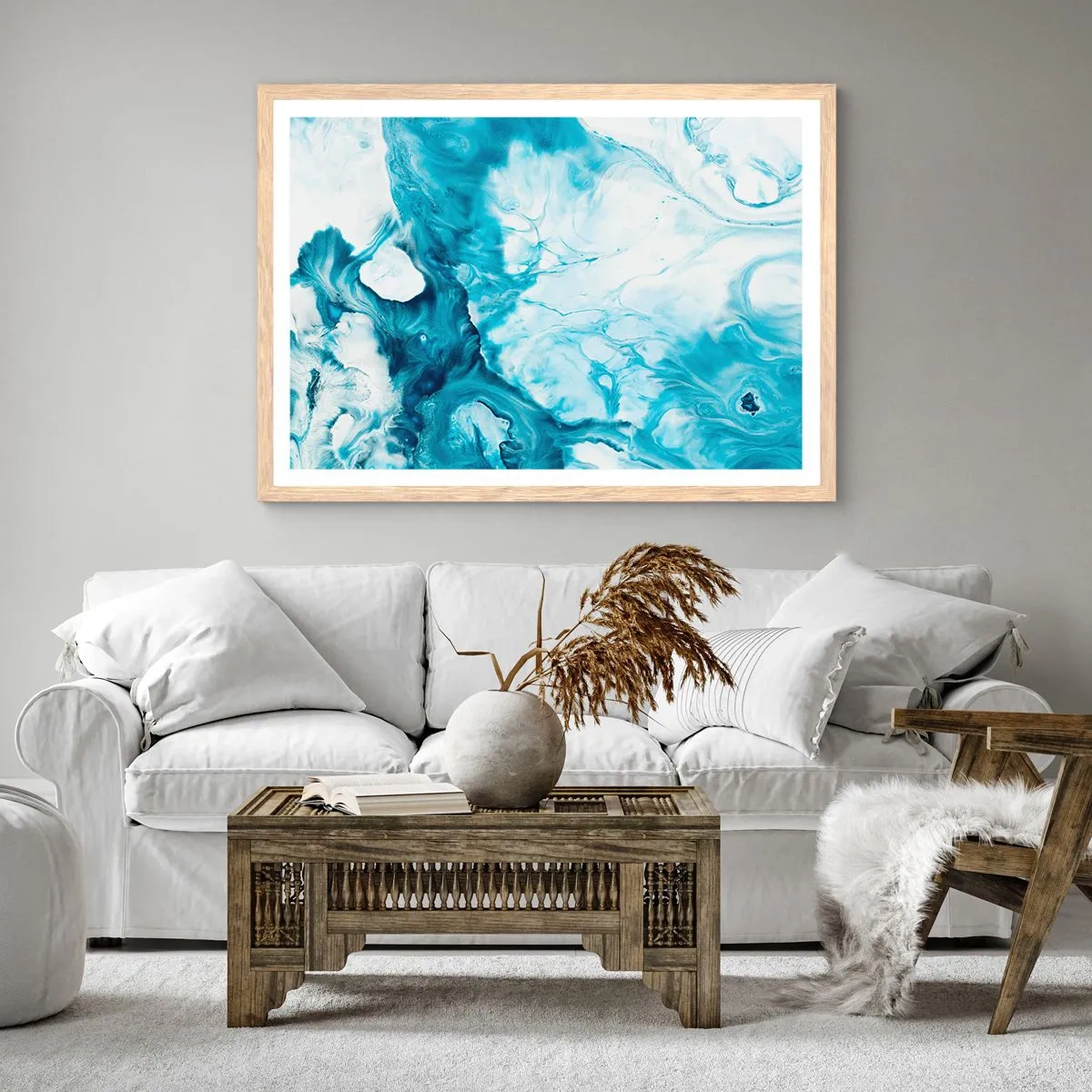 Poster in light oak frame - Concert of Blue - 91x61 cm