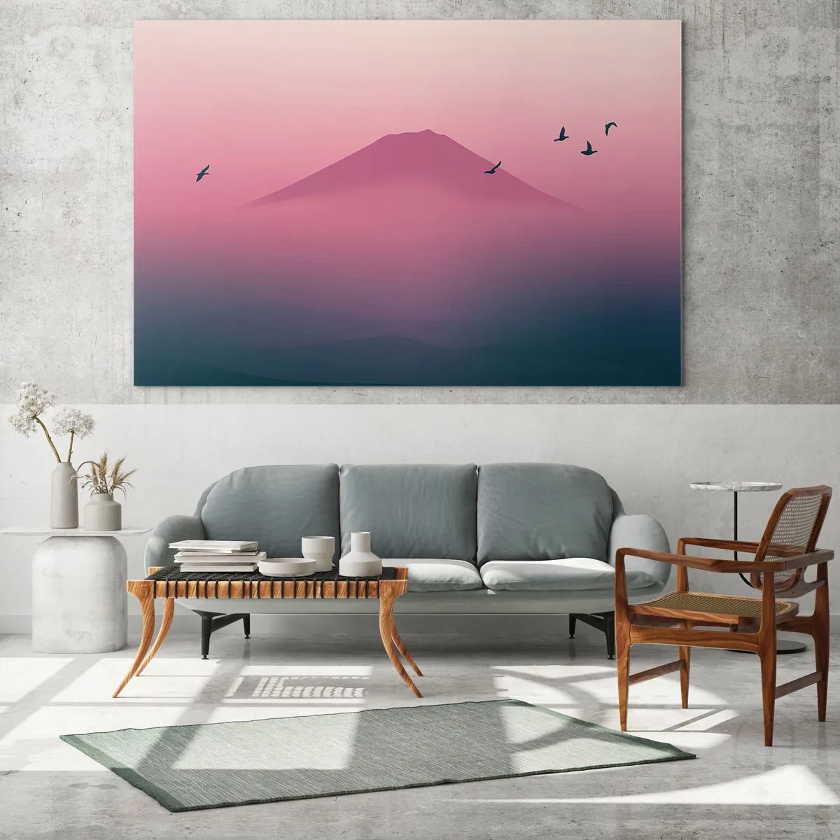 Glass picture - Wanderers above Clouds - 100x70 cm