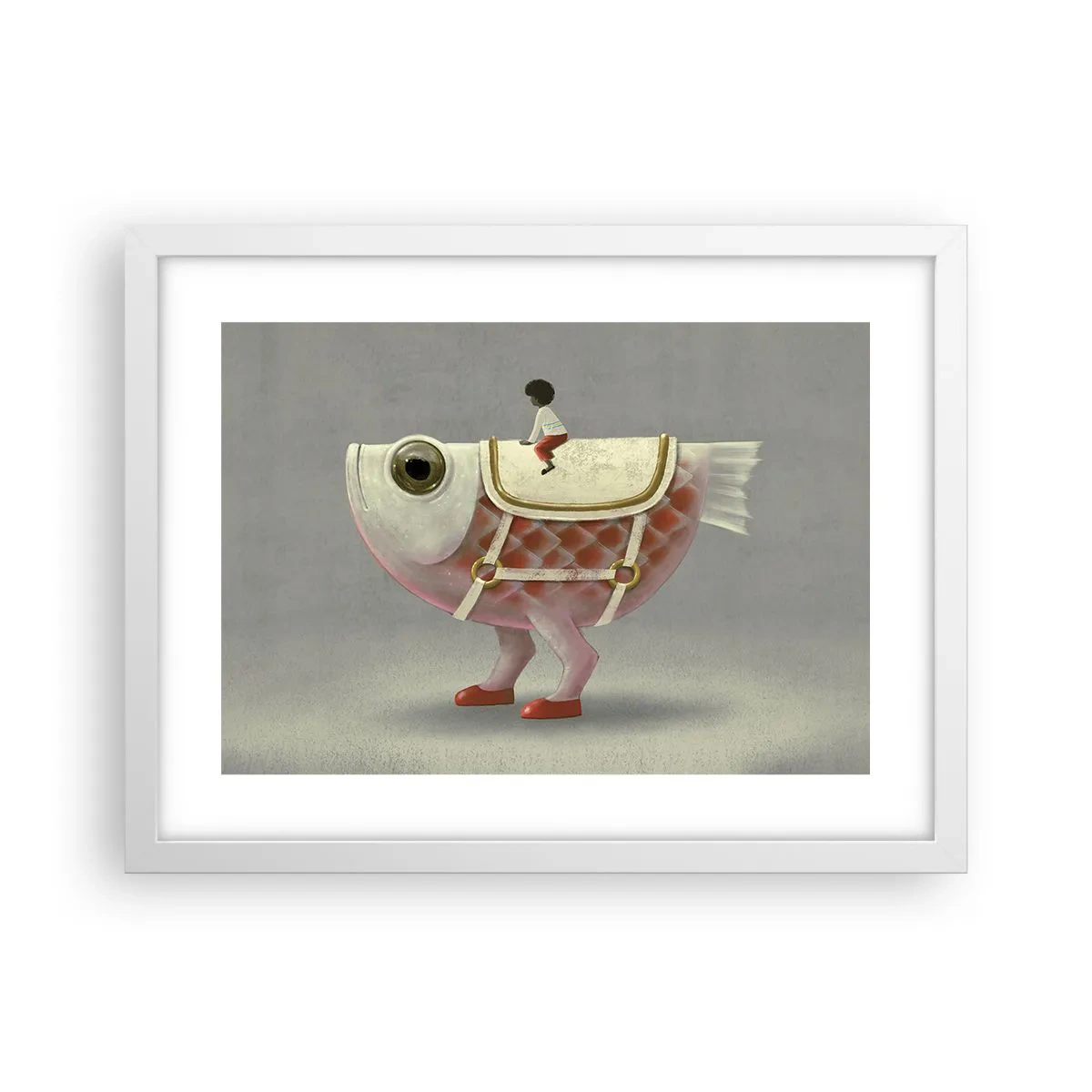 Poster in white frmae - Fish Jockey - 40x30 cm