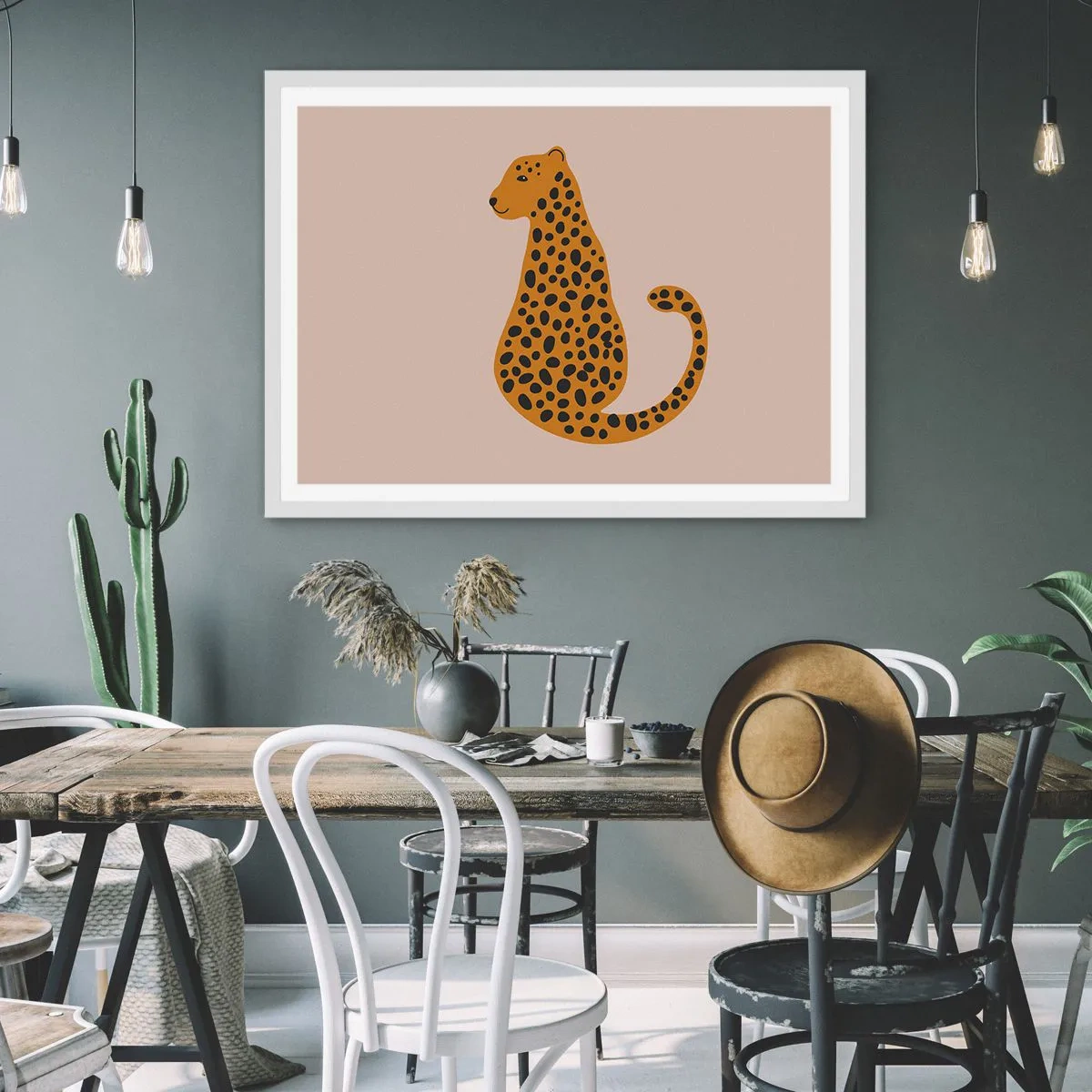 Poster in white frmae - Leopard Print Is Fashionable - 50x40 cm