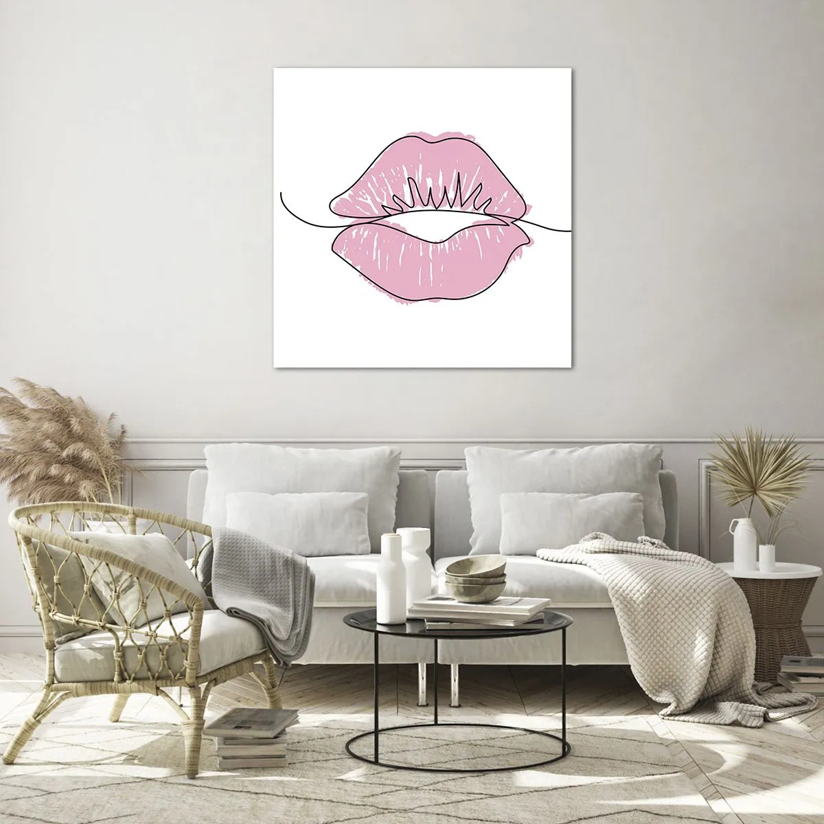 Glass picture - Ready for a Kiss? - 30x30 cm
