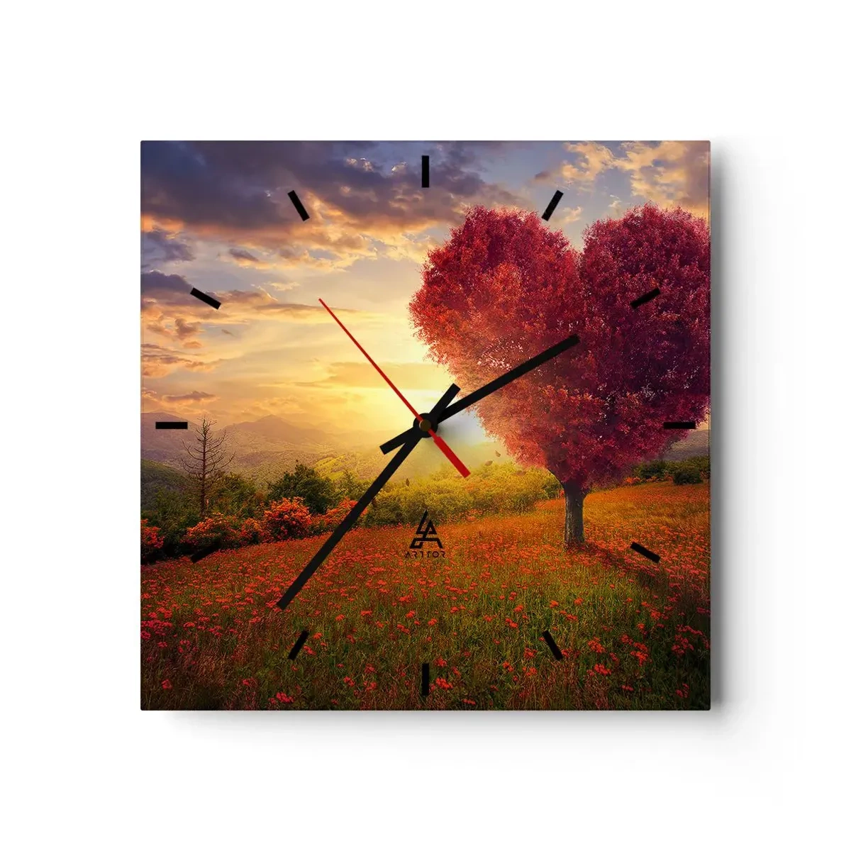 Wall clock - Clock on glass - Heart Wrenching - 40x40 cm