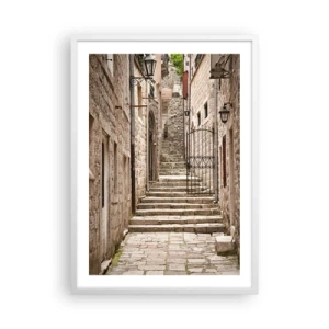Poster in white frmae - Magical Old Alley - 50x70 cm