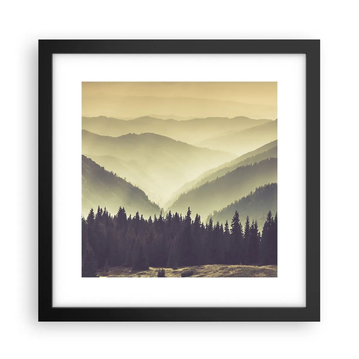 Poster in black frame - In a Faraway Land, Past the Mountains - 30x30 cm