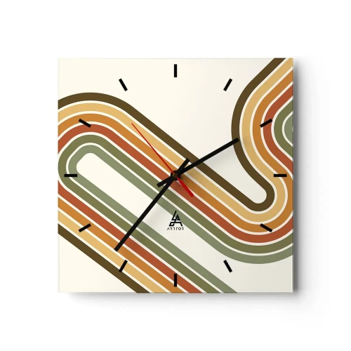 Wall clock - Clock on glass - Zigzaging towards the Goal - 40x40 cm