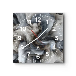 Wall clock - Clock on glass - Stone and Flower - 30x30 cm