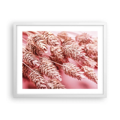 Poster in white frmae - Flowery Cascade in Pink - 50x40 cm