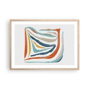 Poster in light oak frame - Abstract with a Friendly Smile - 70x50 cm