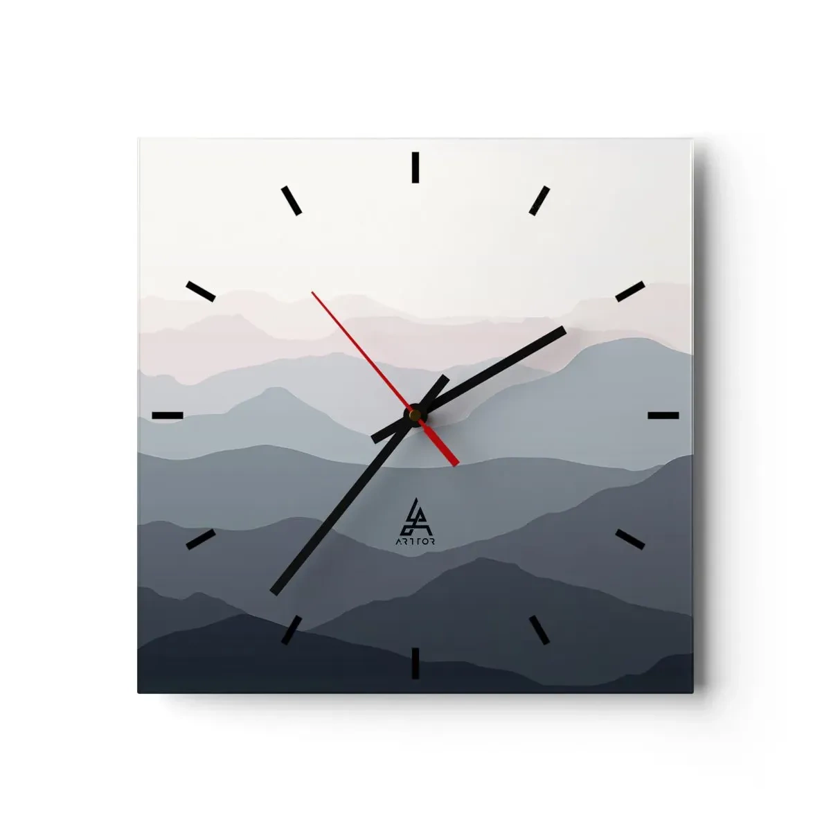 Wall clock - Clock on glass - Mountain Waves - 30x30 cm