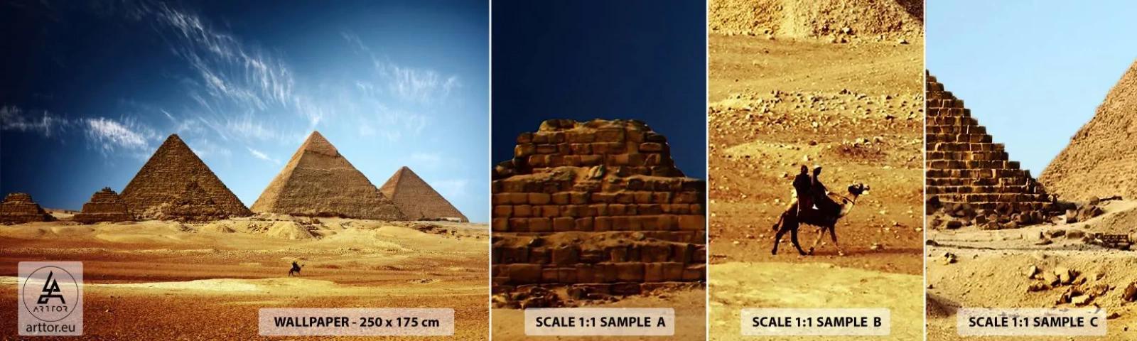 Photo Wallpaper Sample Standard Eco - 40 Centuries Looking at Us - Pyramids, Architecture, Landscape - 100x30 cm