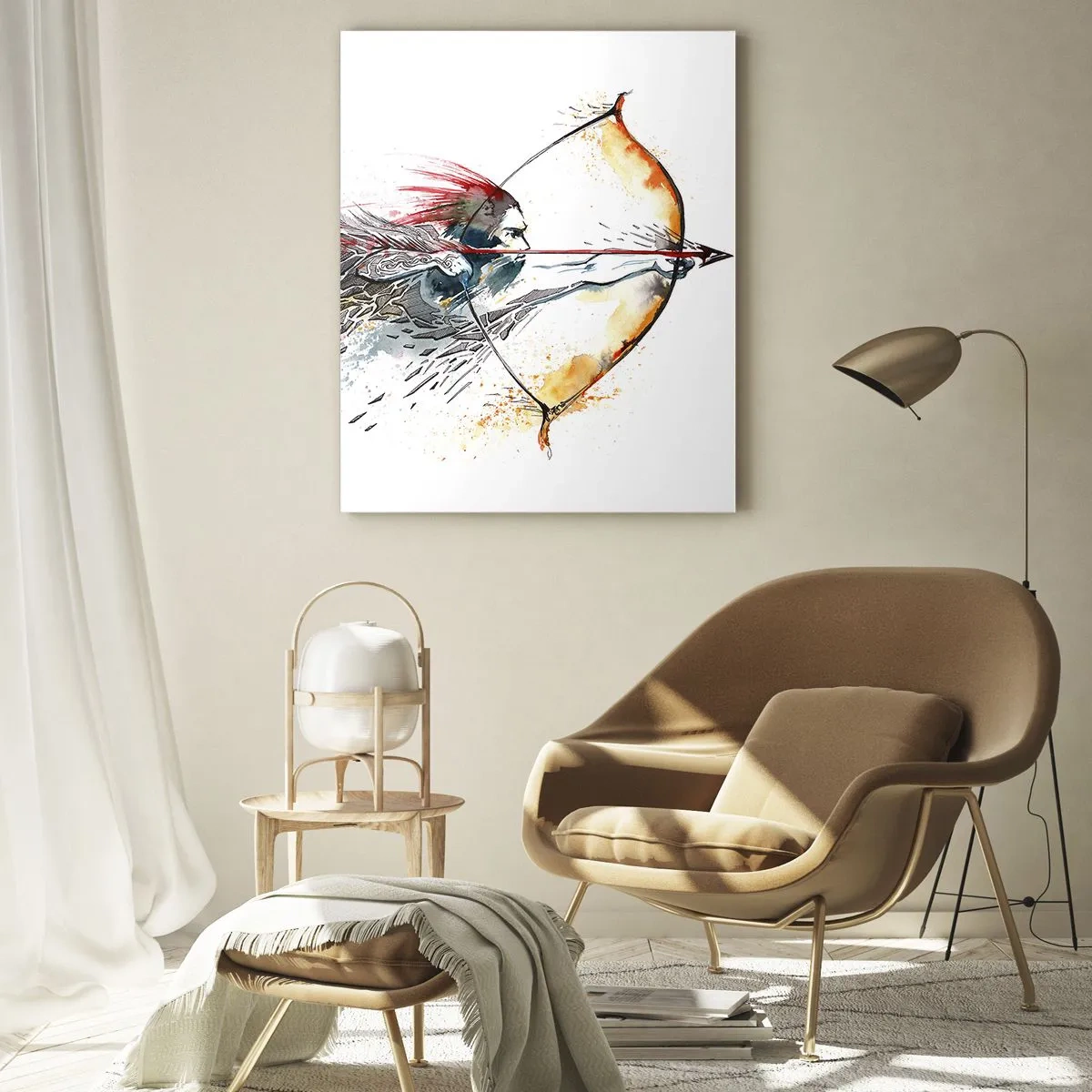 Glass picture - Mythical Warrior with a Fiery Bow - 50x70 cm