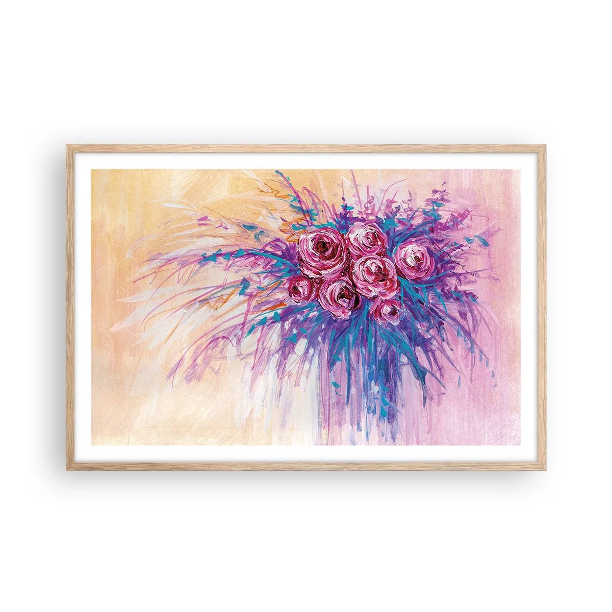 Poster in light oak frame - Rose Fountain - 91x61 cm