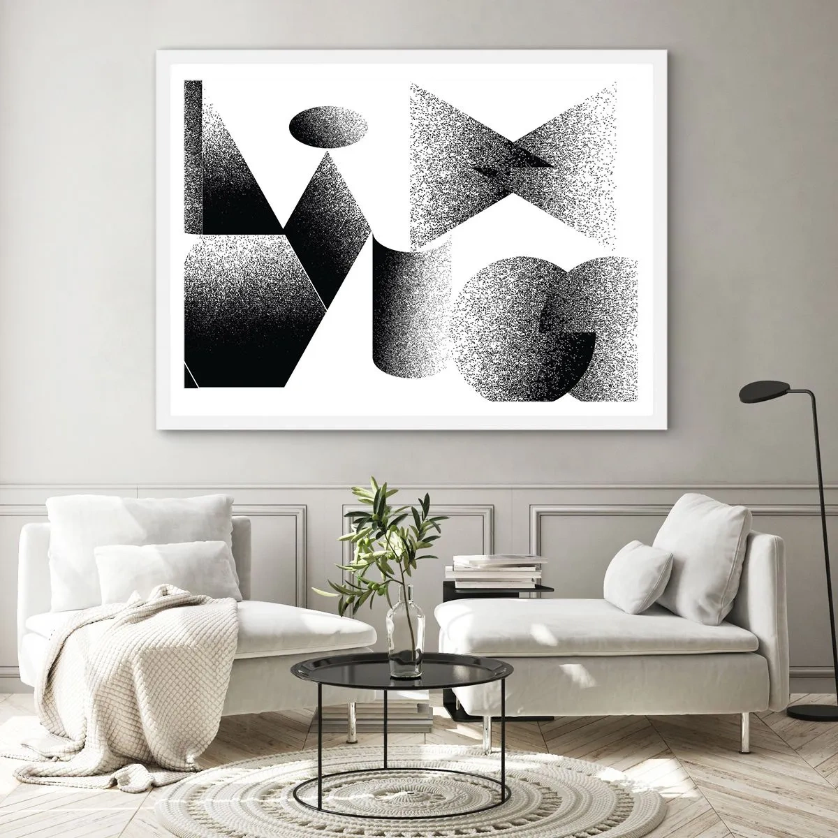 Poster in white frmae - Angles and Ovals - 50x40 cm