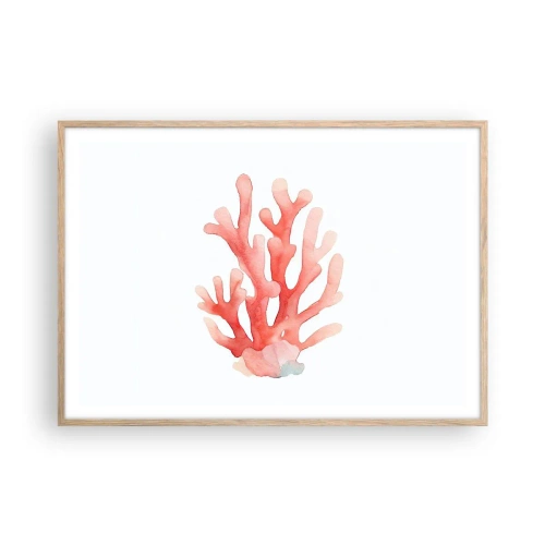 Poster in light oak frame - Coral Colour Colars - 100x70 cm