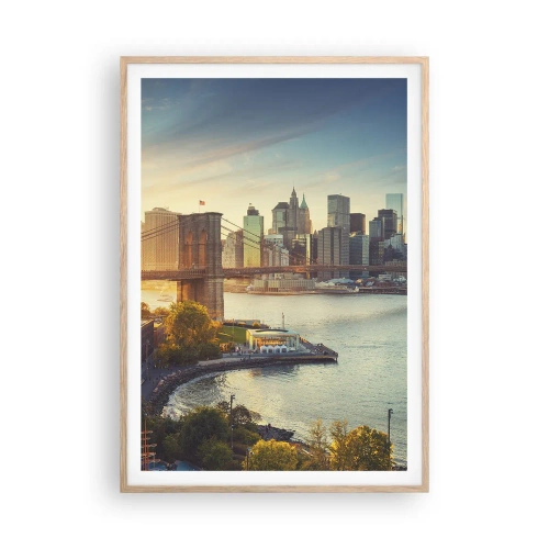 Poster in light oak frame - Big City Dawn - 70x100 cm