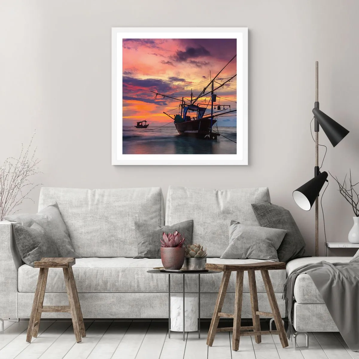 Poster in white frmae - Exotic Evening - 30x30 cm