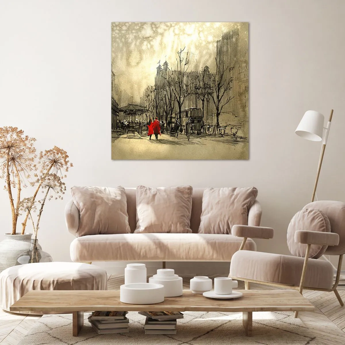 Canvas picture - A Date in London Fog - 60x60 cm