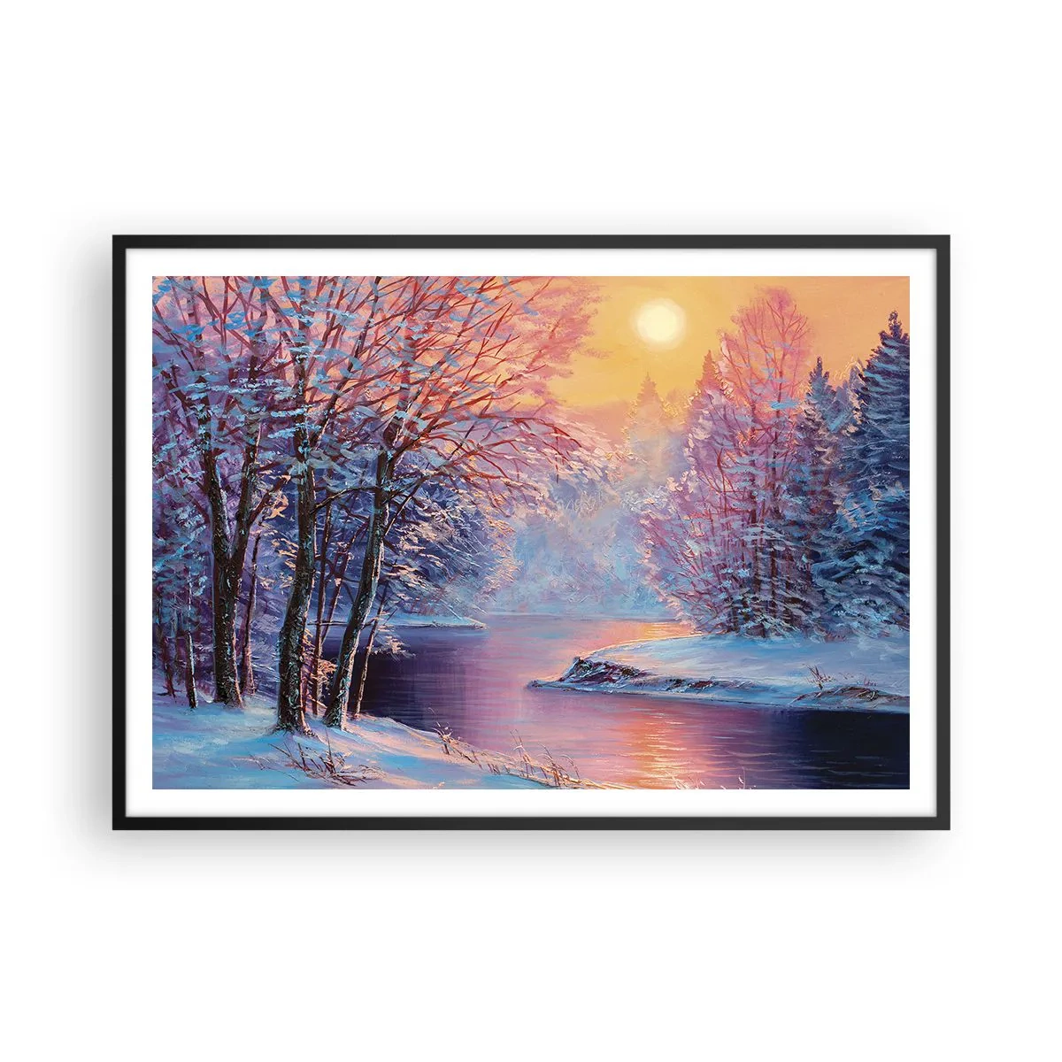 Poster in black frame - Colours of Winter - 100x70 cm