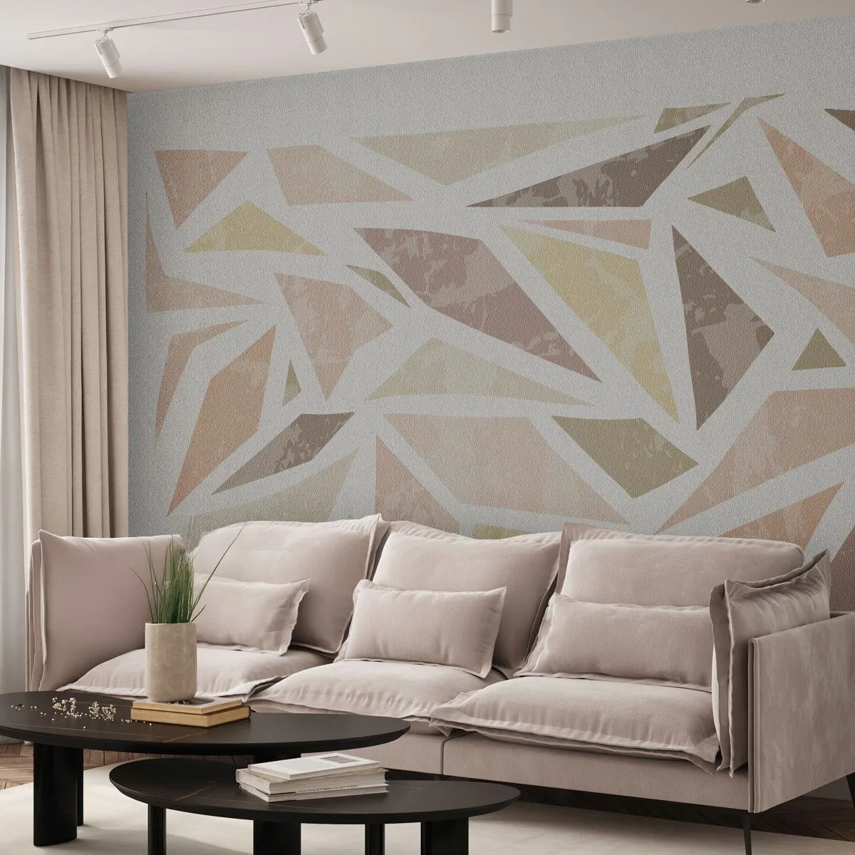 Photo Wallpaper Premium Canvas - Stained Glass Composition - Minimalism, Pastel, Boho - 500x350 cm