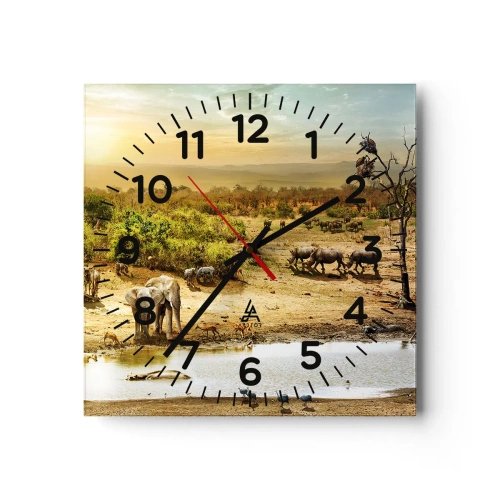 Wall clock - Clock on glass - There Is a River that Flows from Eden - 40x40 cm