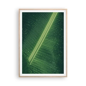 Poster in light oak frame - Structure of Green - 70x100 cm