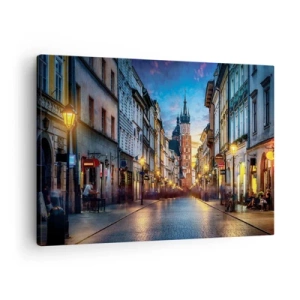 Canvas picture - Evening street with a view of the Krakow Cathedral - 70x50cm - Charm of Cracow - Modern wall decoration for the living room and bedroom ARTTOR