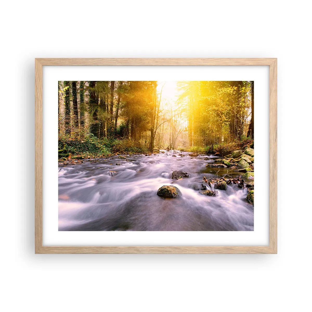Poster in light oak frame - Malachite in Silver and Gold Setting - 50x40 cm