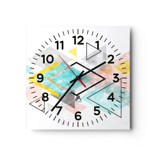 Wall clock - Clock on glass - Geometric Play - 30x30 cm