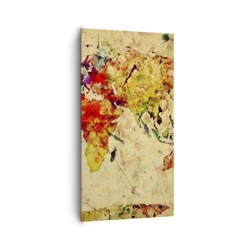Canvas picture - Life as a Colourful World Map - 65x120 cm