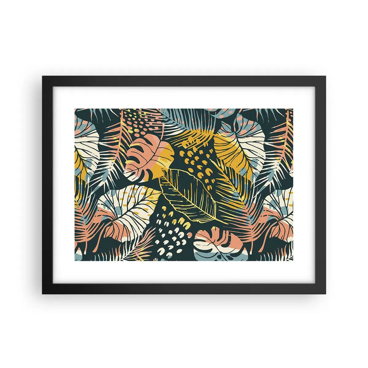 Poster in black frame - Leafy Fantasy - 40x30 cm