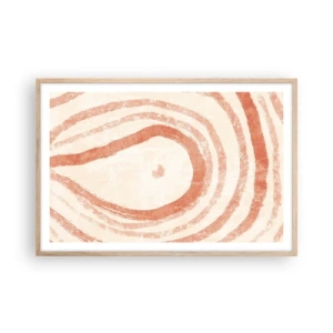 Poster in light oak frame - Coral Circles - Composition - 91x61 cm