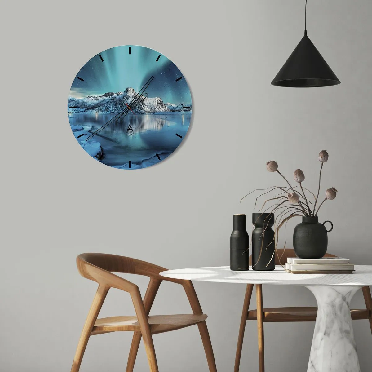Wall clock - Clock on glass - The Night of Light - 30x30 cm