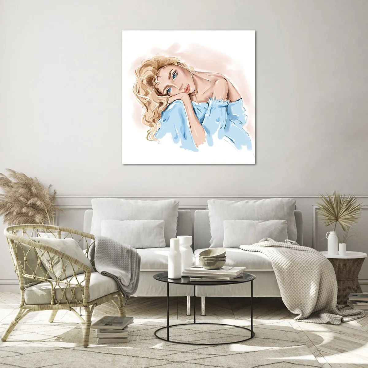 Glass picture - Dreamy in Blue - 50x50 cm