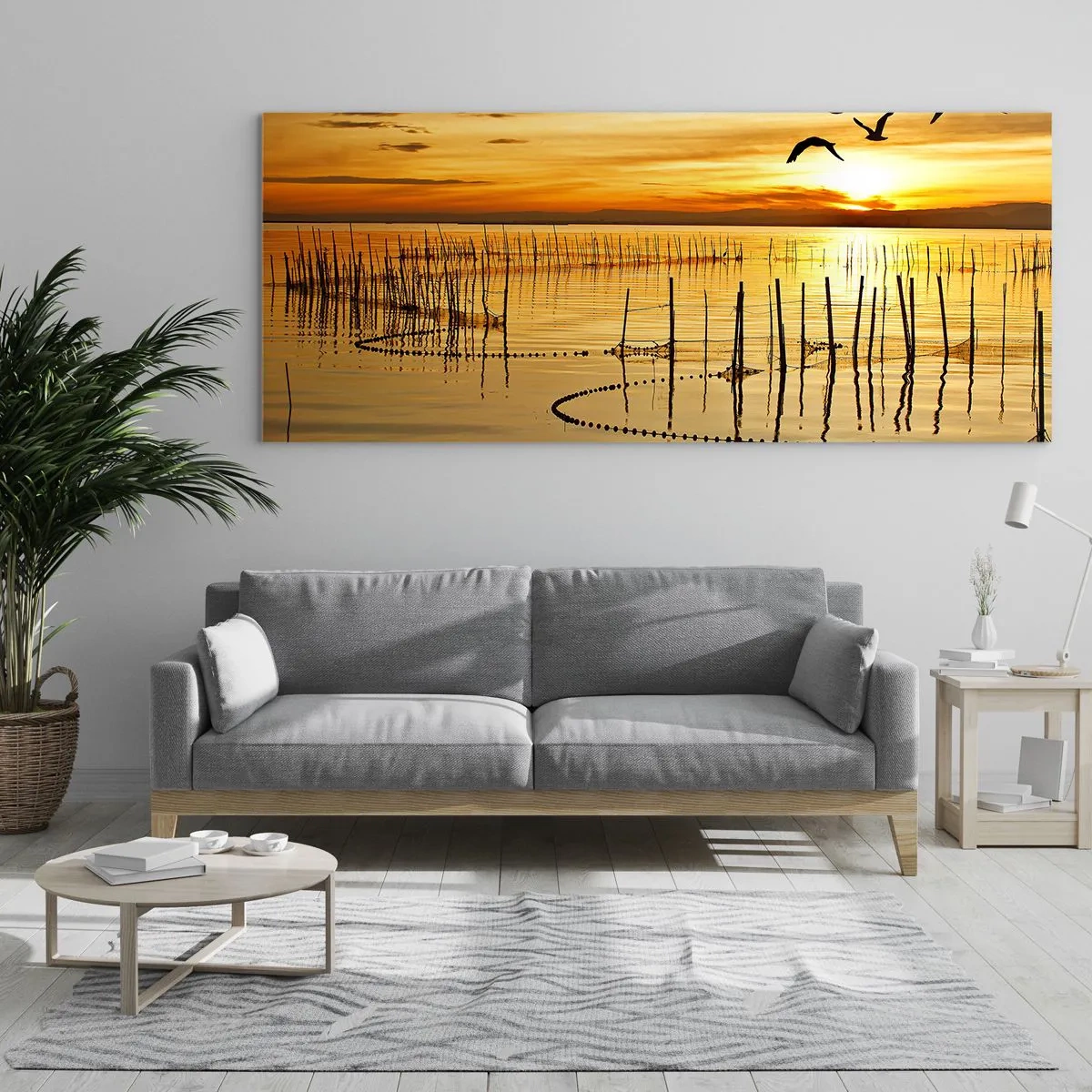 Glass picture - At a Fishery - 90x30 cm