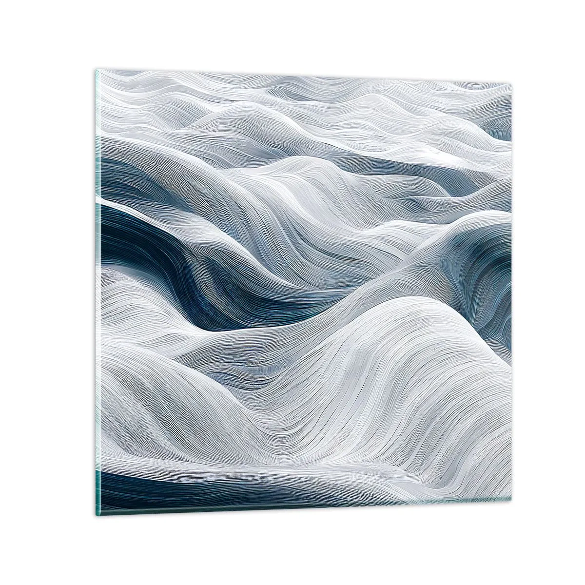 Glass picture - White and Blue Waves - 70x70 cm
