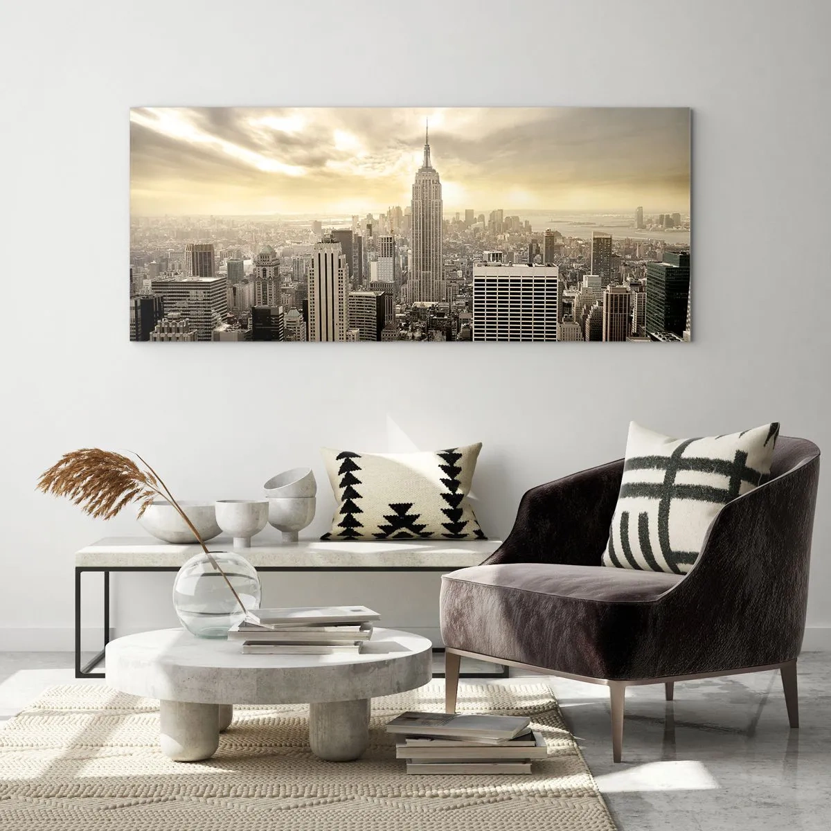 Glass picture - New York Woven in Grey - 120x50 cm