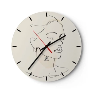 Wall clock - Clock on glass - With a Decisive Line - 40x40 cm
