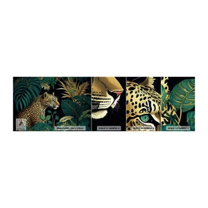 Photo Wallpaper Sample Self-Adhesive Deluxe Sticker - Host in the Jungle - leopard, Jungle, Tropical - 100x30 cm