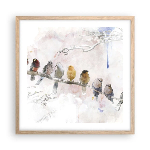Poster in light oak frame - Winged Encounter - 50x50 cm