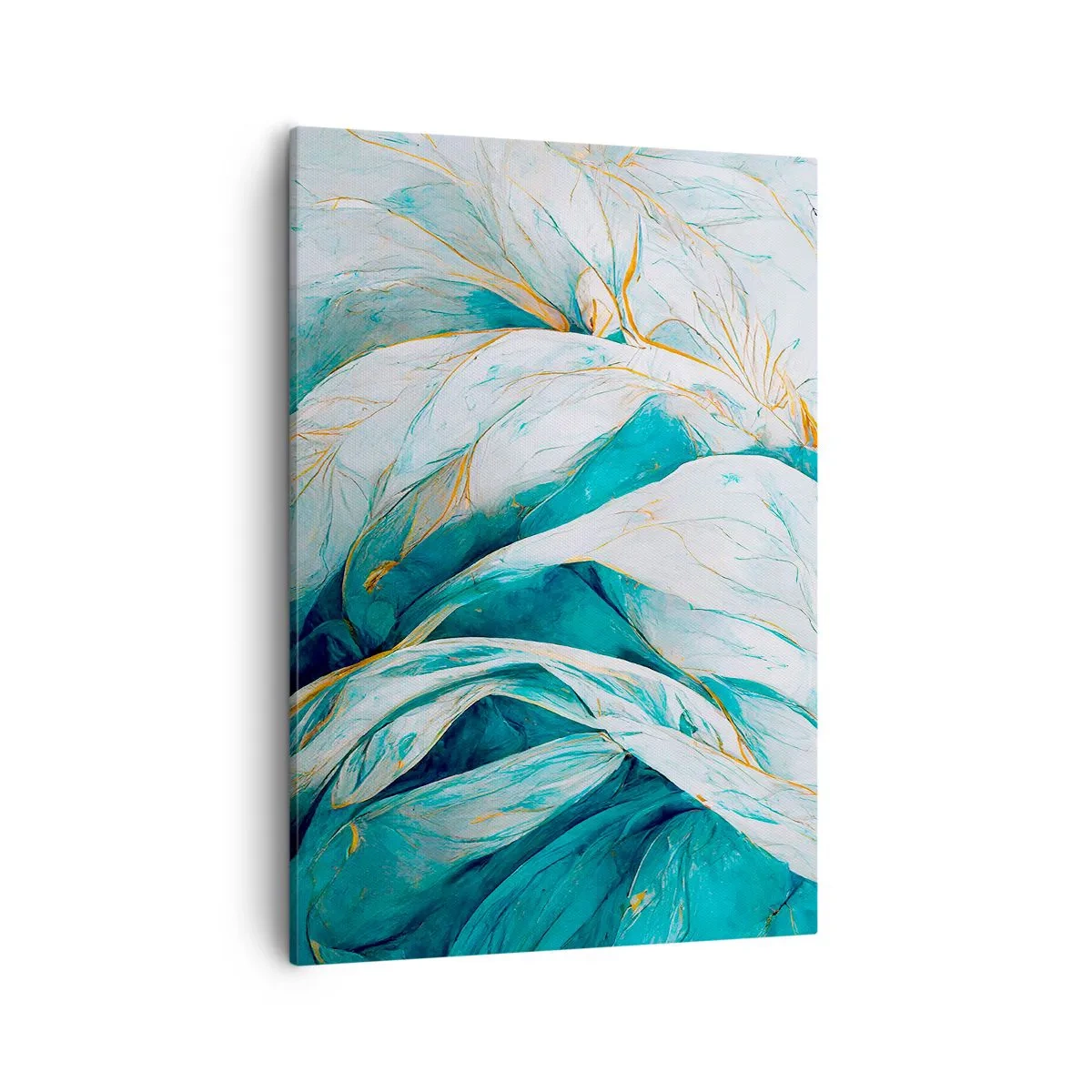 Canvas picture - Blue Abstract with a Golden Motif - 50x70 cm