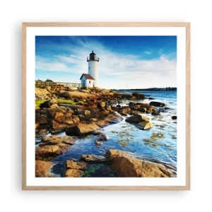 Poster in light oak frame - Be Home Safe, I Am Waiting - 60x60 cm