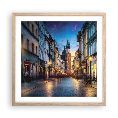 Poster in light oak frame - Charm of Cracow - 50x50 cm