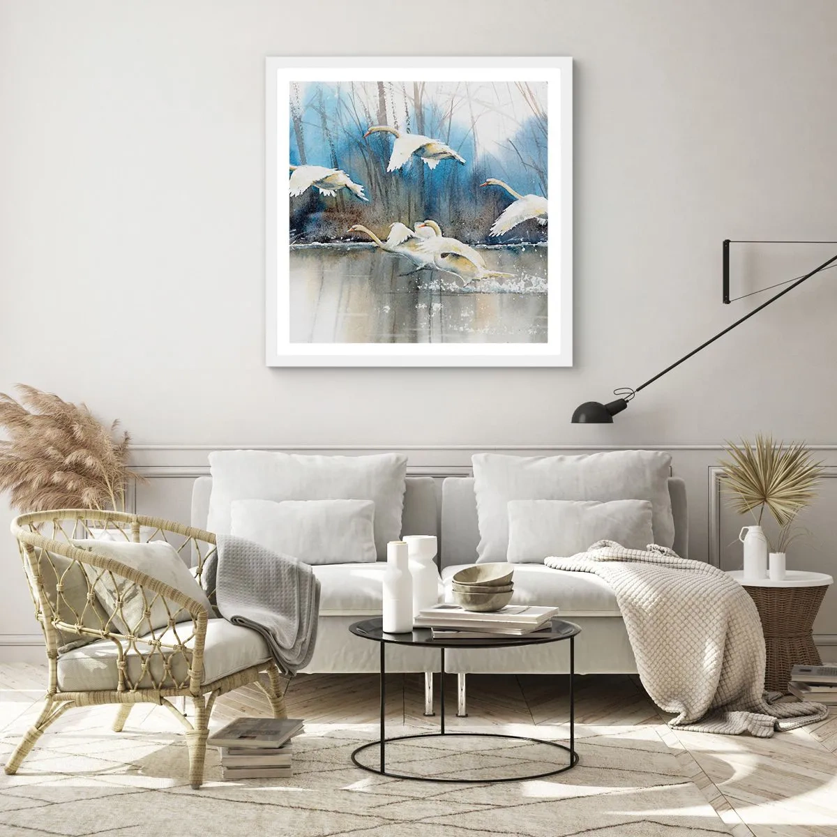 Poster in white frmae - Like in a Fairy Tale about Wild Swans - 50x50 cm