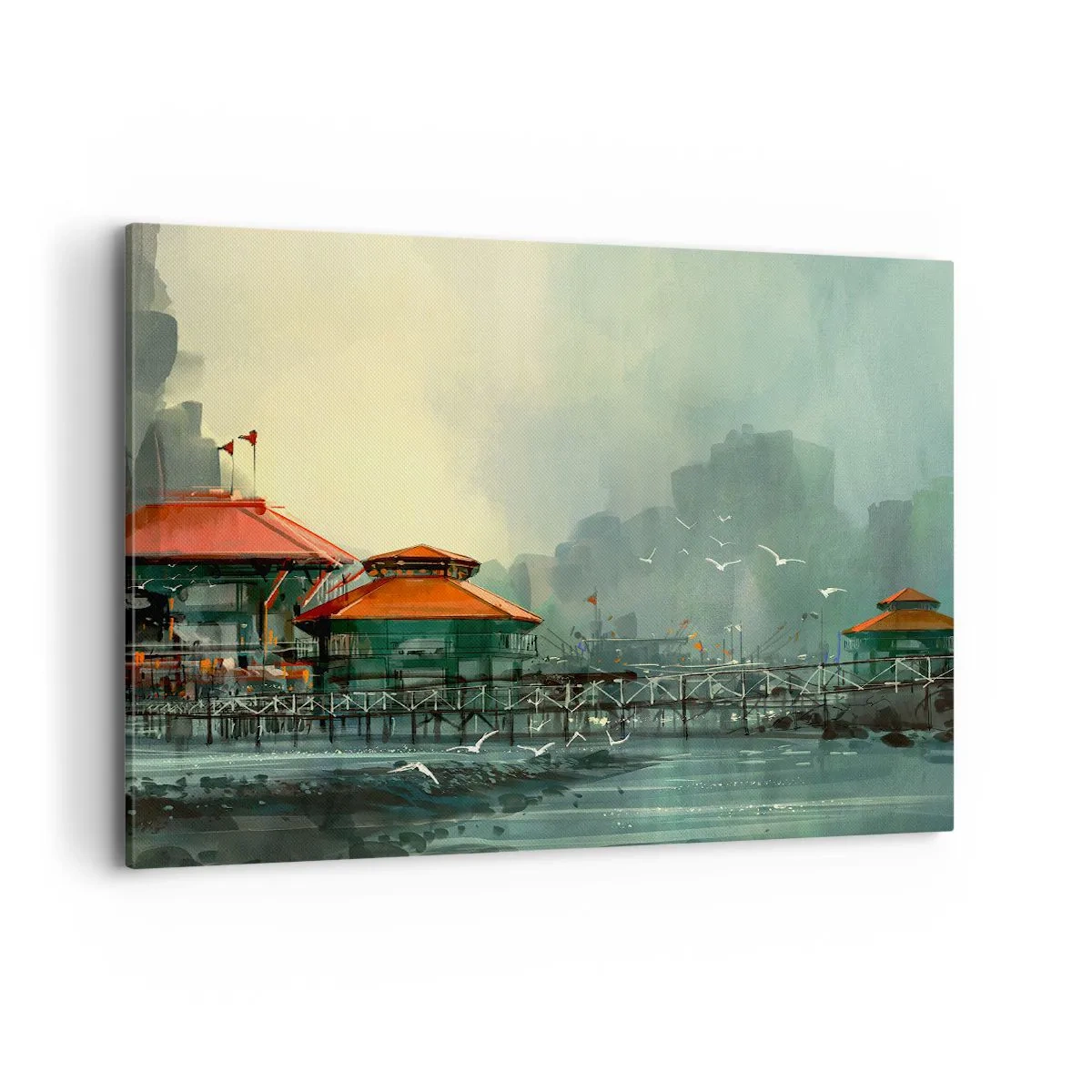 Canvas picture - Gloomy Day at the Port - 100x70 cm