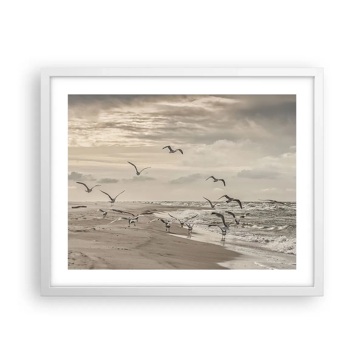 Poster in white frmae - Sound of the Sea, Singing of the Birds - 50x40 cm